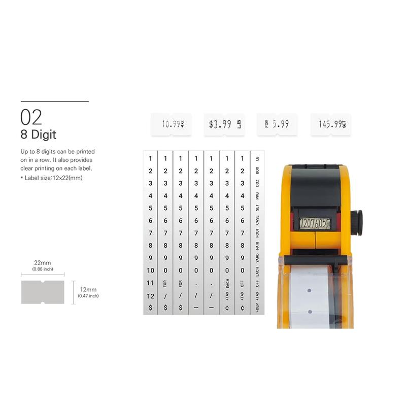 JayCo Pro 1 Line 8 Digits Price Tag Gun Kit - Includes 6,500 White Blank Labels and 1 Pre-Loaded Inker with 1 Ink Refill - for Grocery Store, Retail Shop, Garage Sale
