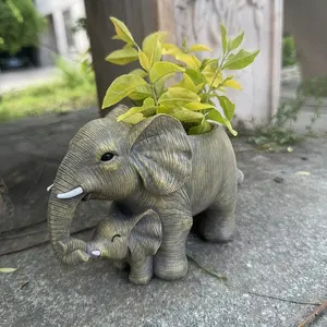 Resin Elephant Figurine for Planting, Garden Outdoor Balcony Planter Decor, Modern Home Living Room Decoration, Office Creative Gift, Collectible Figurines