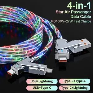 4 1 Multi-USB charging cable with starry sky Data cable car charger ,Four mode interface,Supports reverse charging, Fast Charging tech & Data Sync for iPhone 16/15,chargers,type c charger,iphone 17 charger outdoor activity