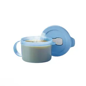 Tupperware  Soup Mug Storage Container 2-Cup 520 mL Reheatable Microwaveable Leakproof Kitchen Supplies with Ergonomic Handle & PLUS Stain Guard Technology, papaya, blue