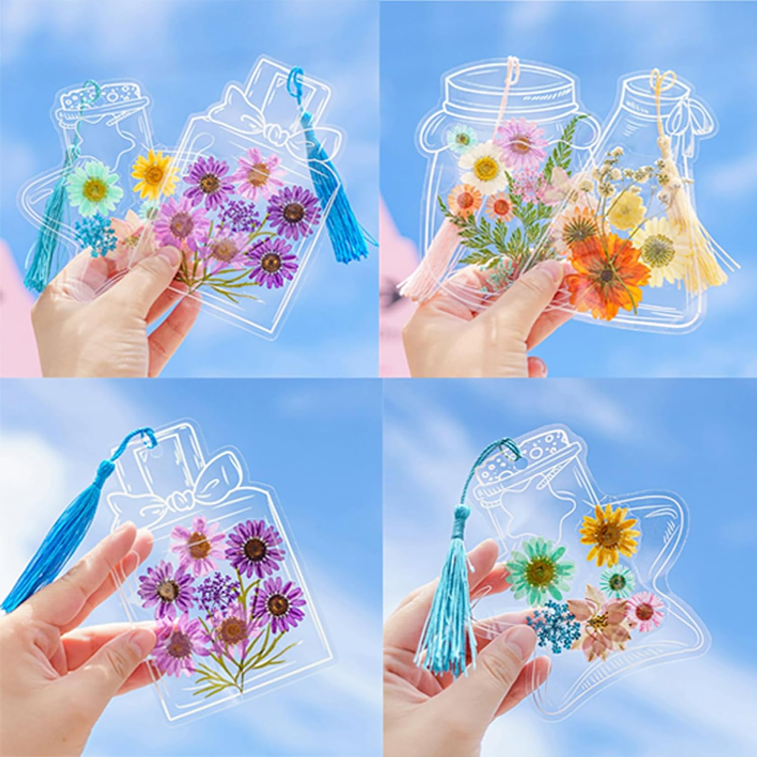 Handmade DIY Bookmark Kit – Clear Plant Specimen & Dried Flower Tags for Craft & Bottle Decoration