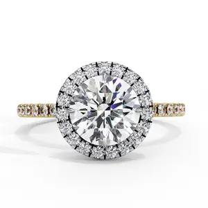 Halo Round lab Grown Diamond Engagement Ring