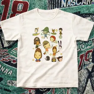 Cute Illustrated Character Graphic Baby Tee – Y2K Vintage Cartoon Aesthetic Top