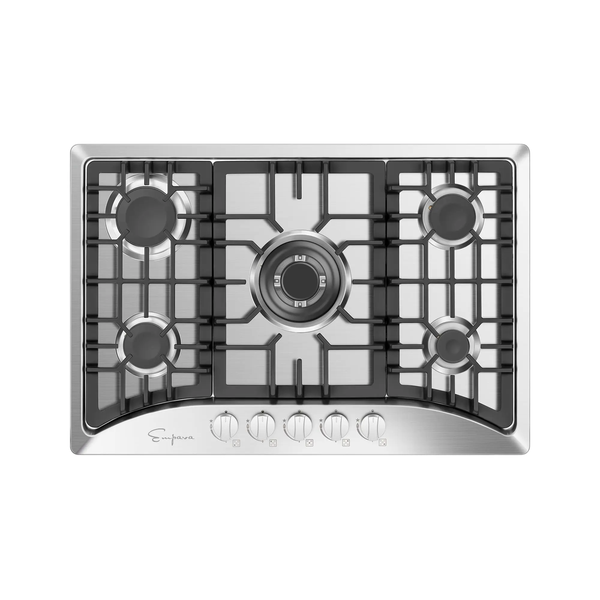 Empava 30 in. Built-in Gas Stove Cooktop - Gas Burner Stove with 120v Plug, Auto Ignition, Cast Iron Pan Support for Home Kitchens, Lpg/Ng Compatible