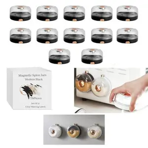 | TMNovo Magnetic Spice Jars | Set Of 12 Base Plates Included | Matching Clear Labels | Copper Push Button Spice Shaker | Empty Spice Jars | Magnetic Spice Rack For Refrigerator With Jars | Magnetic Spice Containers | @TMNovo1 | #CookingTikTok | #Foodie |