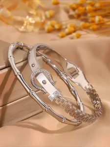 2pcs exquisite and fashionable stainless steel sweet style bracelet, Stackable bracelets, suitable for dating, the ideal gift to surprise her