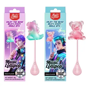 Candy Master Musical Lollipop KPOP Sugar Free White Peach 2 Pack | Bone conduction music lollipop sugar free 4D design fun gift candy 2 pack