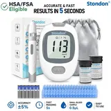 Stondon No-Coding Accurate Blood Glucose Monitor Kit - Portable Diabetes Testing Device, 1 Machine, Lancing Device, Battery, 100 Test Strips, 100 Lancets, Small Blood Sample, Easy to Use, Home & Travel Essential,familyfun