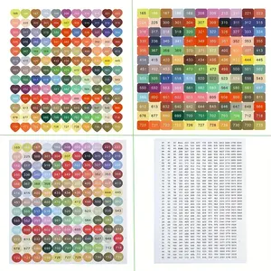 4pcs/set Diamond Painting Color Number heart-shaped Stickers Labels Stickers Storage Box Accessories Colorful DMC