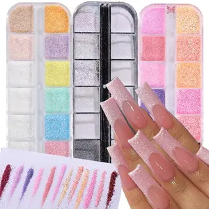 36 Colors Iridescent Sugar Glitter Powder for Nails Dazzling Sugar Coating Effect Loose Dipping Glitter Powder DIY Nail Art Decorations Manicure Dust 3Boxes