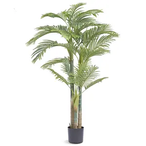 【Summervibes】VEVOR Artificial Gold Cane Palm Tree,  , 6.5 FT Tall Faux Plant, PE Material & Anti-Tip Tilt Protection Low-Maintenance Plant, Lifelike Green Fake Tree for Home Office Warehouse Decor Indoor Outdoor Decorative Fruit