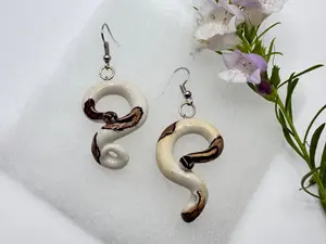 High-White Piebald Ball Pythons Dangle Earrings