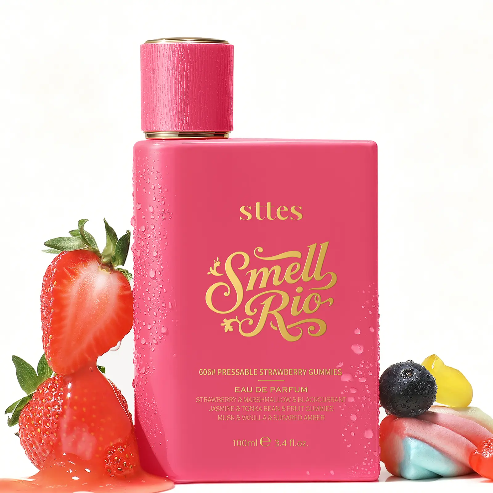 New Sttes Perfume 606# (Pressable Strawberry Gummies) – Eau de Parfum for Women – Richer Scent, Longer Lasting – Strawberry, Marshmallow, Fruit Gummies, Vanilla – Perfumes & Fragrances(100ml / 3.4 fl oz)