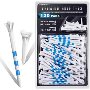 Hardware supplies CHAHMPKEY Premium 3-Prong Plastic Golf Tees 3-1/4" 120 or 100 Pack- 40% Reduced Ball Contact with High Stability and Long Distance Performance Golf Tees Plastic