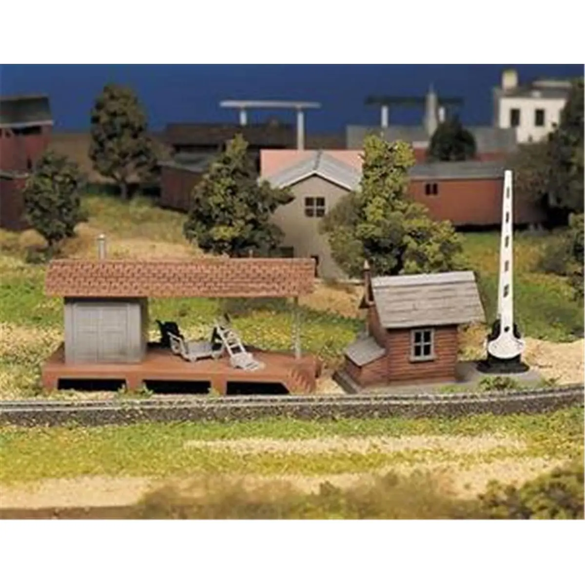 Bachmann Williams O Scale Model Train Accessories Set - Loading-Crossing Shanty, Hand Truck, Luggage Truck, Gate, Shack (for Layout Use), Material Truck