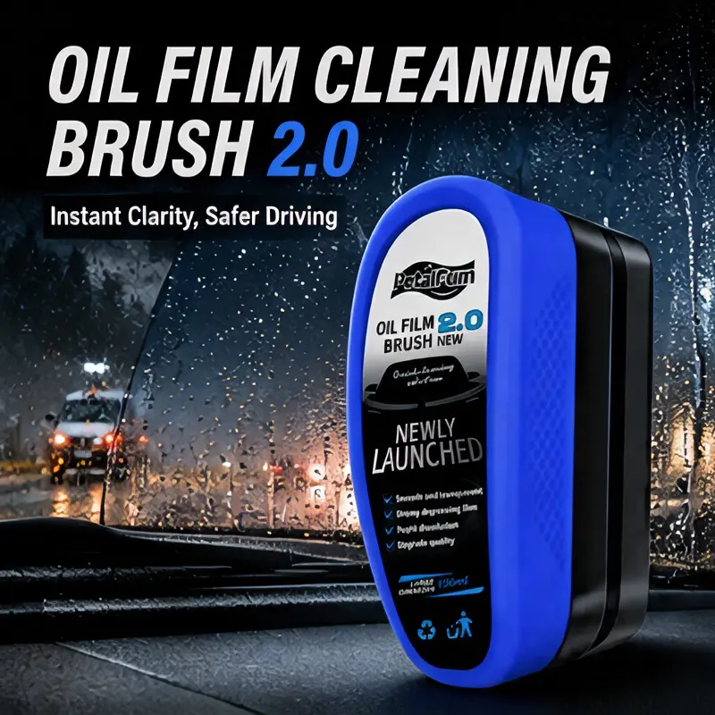 Car Glass Oil Film Cleaning Brush, Windshield & Window Cleaner Tool for Cars, Trucks & SUVs, Clear Vision Anti-Fog Cleaner