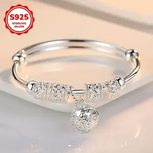 Classical S925 Pure Silvery Bracelet European American Fashion Jewelry for Women Ideal Coworker Gift