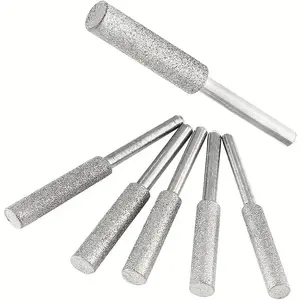 5/15 Piece Diamond Chain Saw Sharpening Set, Power Tool Accessories, Multiple Pieces, Durable Titanium Coated Alumina Wheel, Rotating Tool Grinding Stone File, Effective Grinding, for Artificial Jade Glass Metal, Practical Solution, Grinding Tools