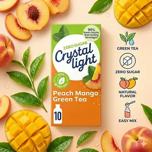 Crystal Light Zero Sugar Peach Mango Green Tea Drink Mix | Low Calorie Water Flavor Packets (10 Count)