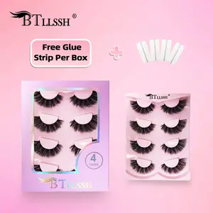 High-Quality Eyelash Gift Box Set, Voluminous Dense Synthetic False Lashes, Cosmetic, Daily Use Long Tail Design, Free Adhesive Strips, 16mm Length