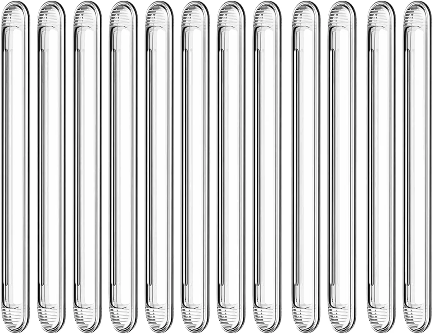 Clear Furniture Bumpers 12-Pack (12 Long) - Adhesive Backed Silicone Rubber Wall Protector Pads for Chair, Cabinet, Shower Door, Drawer, Toilet Lid, Car Door rd