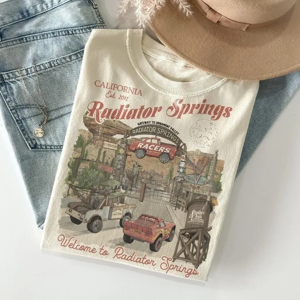 Vintage Radiator Springs Shirts, Mc Lightning Queen Cars Tee, Matching Family Vacation 2026, Trip Tee, WDW Magic Kingdom