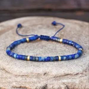 Natural Lapis Lazuli 4mm Tibetan Beads Power Blue Gemstone Healing Reiki Crystal Women Men Minimalist Bracelet