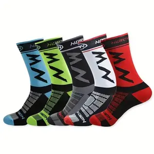 5 Pairs Elite Performance Crew Sports Socks Breathable Mesh Cushioned Sole for Basketball Cycling Running