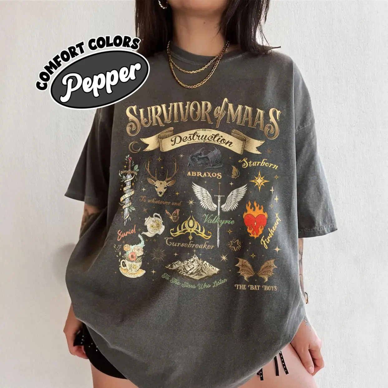 Survivor Of Mass Destruction Comfort Colors Shirt, Acotar Fan Shirt, Sjm Inspired Tee, Bat Boys Shirt, Crescent City Merch, Comfortable Stretch, Moves with You, No-Fade Colors, Wash After Wash