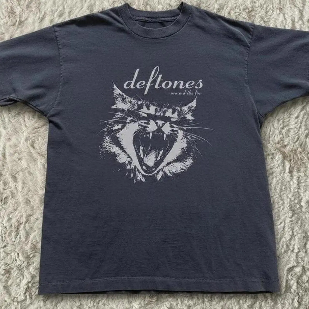 Gildan Men's Black T-shirt, Deftones Around The World 1997 tour tee, Vintage Cat Graphic Shirt, Y2K Grunge Tee, Alternative Rock Style T-Shirt, Washed Oversized Streetwear Shirt, Unisex Indie Aesthetic Gift