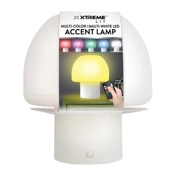 LED Accent Mushroom Lamp with Remote Control - Color Changing Table Lamp with Multi-Color & Multi-White Lighting