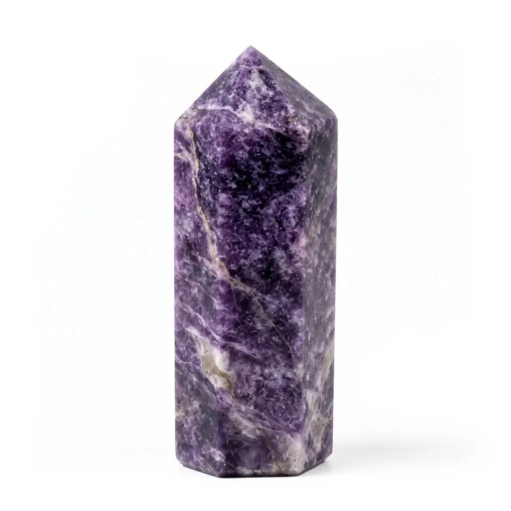 Lepidolite Obelisk 5 Inch Lilac Mica Crystal Tower Anxiety Relief