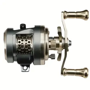 JH100/200/300 All-Metal Baitcasting Reel CNC Machined 9+1BB 6.0:1/7.0:1 Gear Ratio 15.43LB Drag Aluminum Alloy Gold Surface Ambidextrous for Saltwater Fishing - Spinning Rod