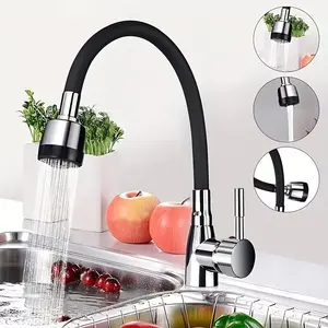 Contemporary Kitchen Faucet with Retractable Spray Head, Mixer for Hot & Cold Water, Strong Water Flow, Easy Installation, Fits All Sinks