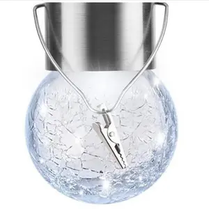 Outdoor Solar Light Ice Crack Glass Light (4 pieces) - Graden Decoration and Illumination - Festival Decor - Automatical Illuminate in Night - Versatile Use for Festivals and Decor