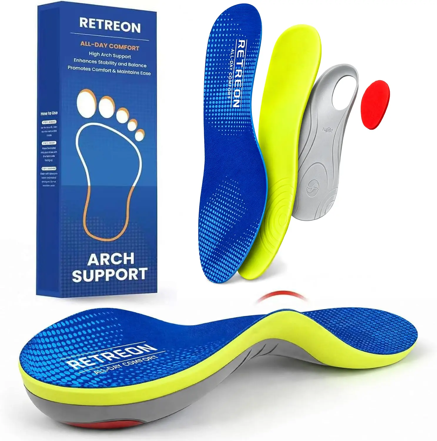 RETREON Plantar Fasciitis Insoles, Arch Support Inserts for Pain Relief RETREON Plantar Fasciitis Insoles, Arch Support Inserts for Pain Relief