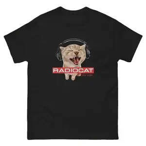RADIOCAT Fun Cat Print T-Shirt - Men's/Ladies' Casual Pure Cotton Short Sleeve