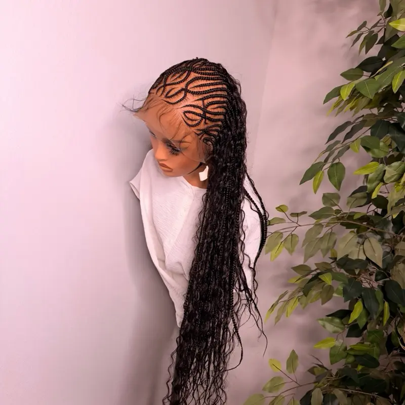 EverythingWigsBe Spiral Zumba Braided synthetic Wig – 30 Inch Synthetic Full Lace Wig with Synthetic curls, Medium Cap Size (21–22 Inches), Black Adjustable Band & 2 Combs