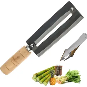 Super zr sugarcane peeling kinves pineapple peeling knife sugar cane peeler knife artifact planing knife high carbon steelnatural nonslip wooden handle
