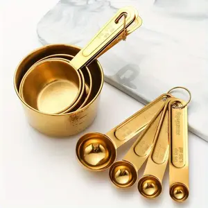 8pcs Golden Measuring Cup And Spoon Set