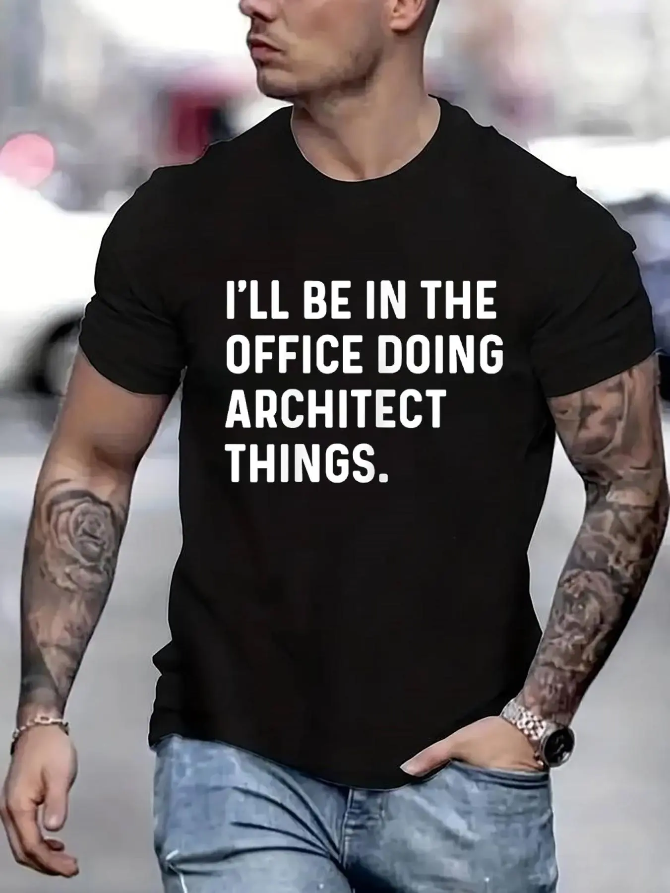 100% cotton I'll Be In The Office Doing Architect Things - Architecture Printed T-shirt, Short-sleeved Crew Neck Casual Top, Suitable For All Seasons, Men's Wear