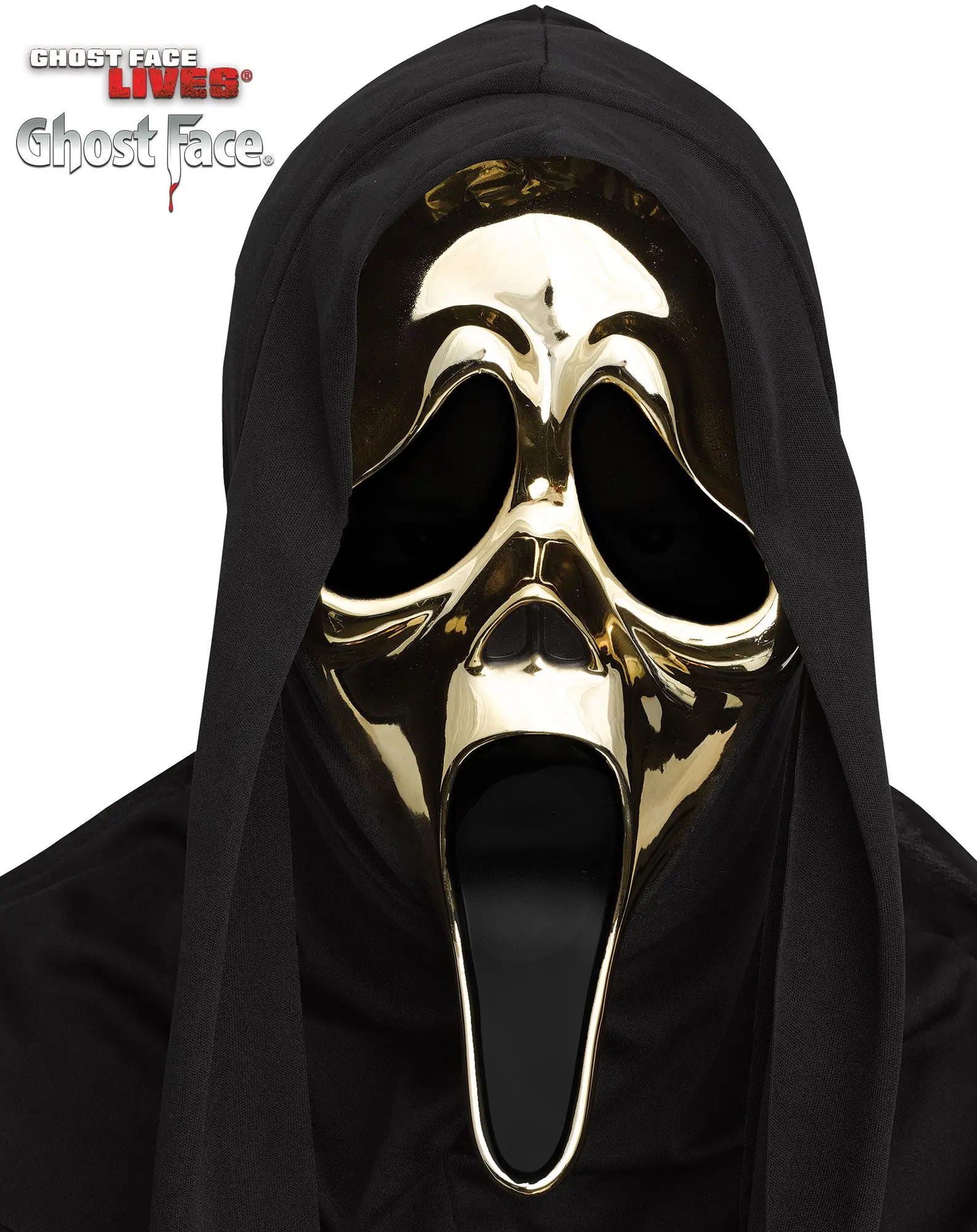 Scream Ghost Face Golden Metallic Costume Mask