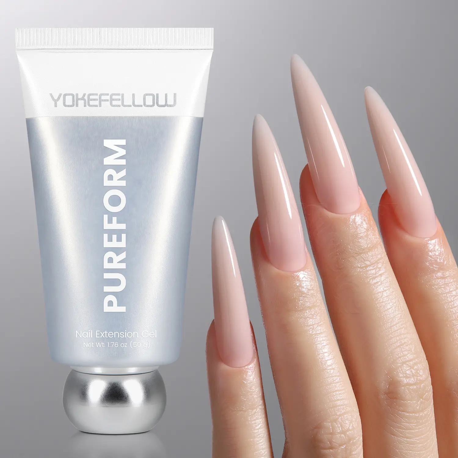 YOKEFELLOW PUREFORM Extension Gel for Nail Reinforcement and Shape HEMA-Free TPO-Free TMPTA-Free PF12 Cinnamon Nude/Light Nude Pink Nail Extension Gel 50g/1.76oz Long Lasting Poly Extension Nail Gel Profession Nail Gel Polish Nail Art Design Manicure Gift