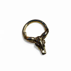Western Jewelry Gold 8 Diameter Cow Skull Septum Clicker 16 Gauge Stainless Steel Nose Ring Piercing Jewelry - Pendants