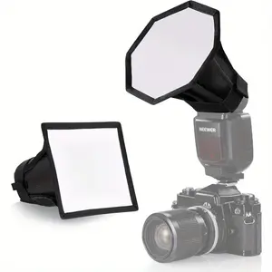 2-Pack Portable Square Softbox Diffuser Kit, 1 Large 1 Small Flash Light Modifier, Double-Layer Reflection, Compatible with Dslr Cameras