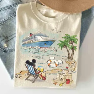 Retro  Summer WDW Beach Shirt, Mickey Mouse Cruise Vacation Tee, Vintage Disneylan Matching Family Trip 2026, WDW Tropical Cruise Gift