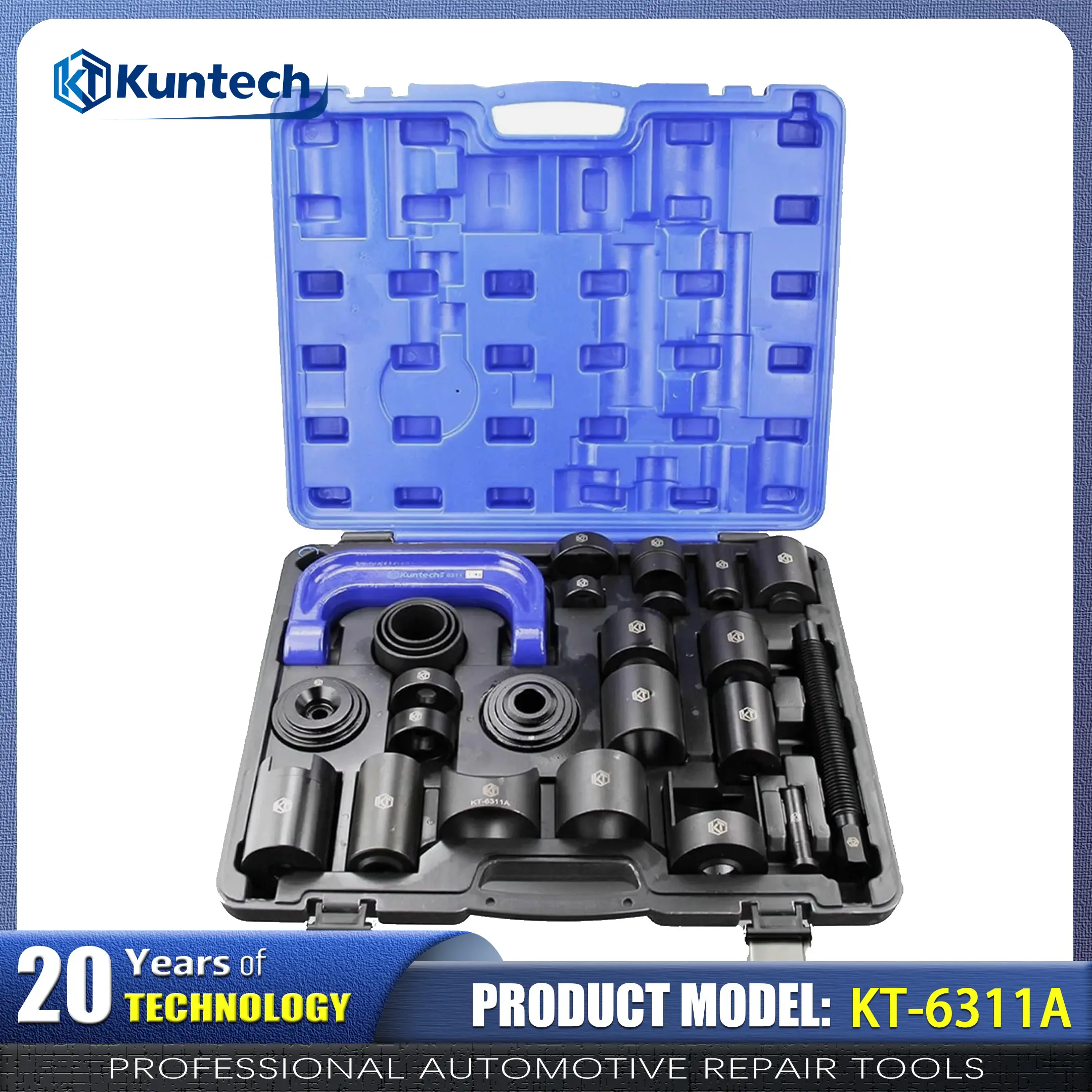 Kuntech KT-6311A 25PCS Ball Joint Press Kit | Heavy Duty C-Clamp Ball Joint Removal & Installer Set for Cars Trucks SUVs U-Joint Service