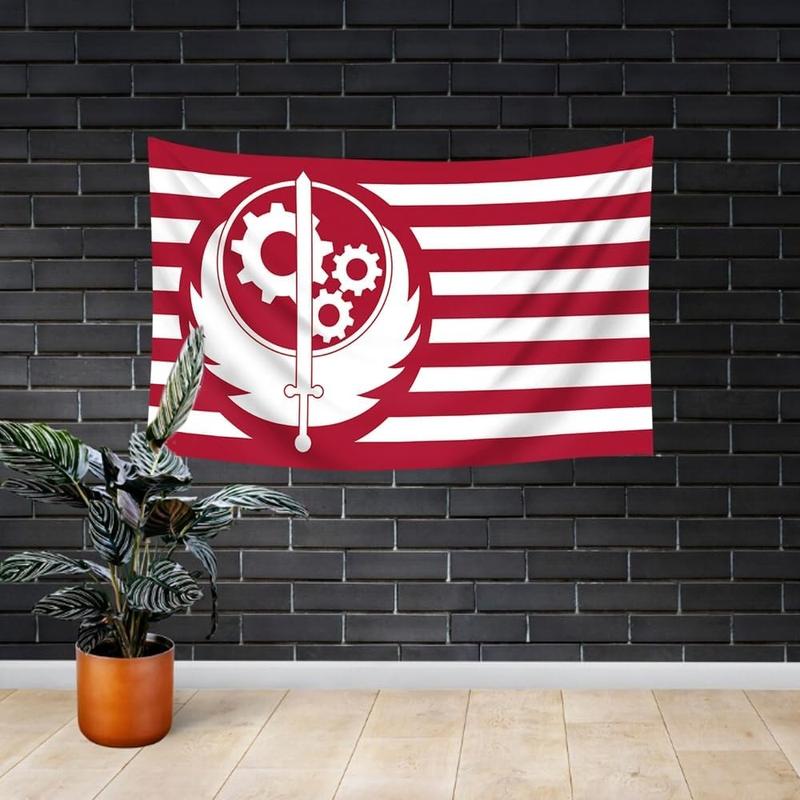 Brotherhood of Steel Fallout Red Banner Flag Wall Art Hanging,For Decorate Clubs Concerts Bars University Dormitories Living Rooms Bedrooms Decor Tapestry Parties,Gift
