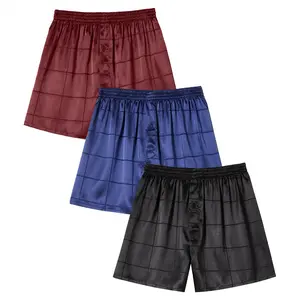 【JupiterSecret】3Pcs Men's High-grade Satin Boxer Shorts, Satin Texture