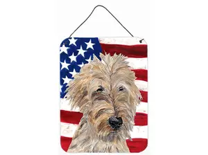 Carolines Treasures SC9521DS1216 8x12 In. Goldendoodle USA American Flag Aluminium Metal Hangable Wall or Door Hanging Print, Home Decor, Room Decor